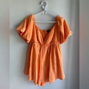 Never Worn Lucy In The Sky Orange Puff Sleeve Romper